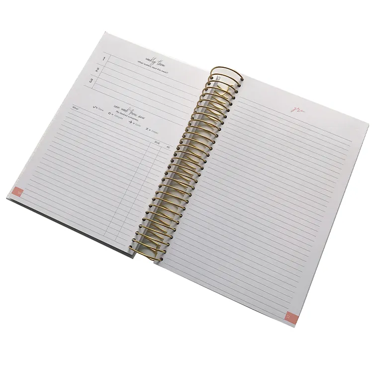 Custom Spiral A5 Weekly Daily Planner Notebook 100 Inner Sheets PVC Cover Custom Logo Free Sample Promotional Style Size A5