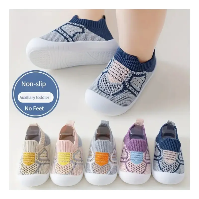Zapatos para caminar para bebés recién nacidos, suela de goma antideslizante, zapatos para bebés y niños, calcetines de 6-12, 12-18 meses, zapatos de malla para bebés y niñas