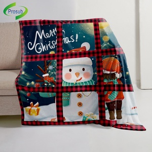 Prosub süblimasyon boş 9 15 18 20 kırmızı ekose Panel pazen noel atmak battaniye özel baskı fotoğraf bebek süblimasyon battaniye - Product Image 1