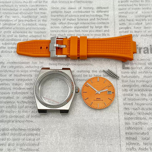 P/R/X/ 40mm Silver Stainless Steel Watch Case Colorful Rubber Strap and 31.8mm Dial+Hand Suitable for NH35/NH36 Movement