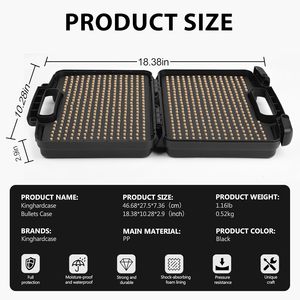 Kinghardcase 640 viên đạn EVA 22lr trường hợp lưu trữ màu đen 11.02x9.45x3.35 inch di động chống thấm nước có thể khóa du lịch đạn an toàn - Product Image 2