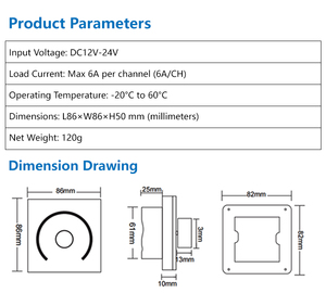 Панельный контроллер и сенсорный пульт дистанционного управления RF Remote PWM Dimmer настенный контроллер - Product Image 5