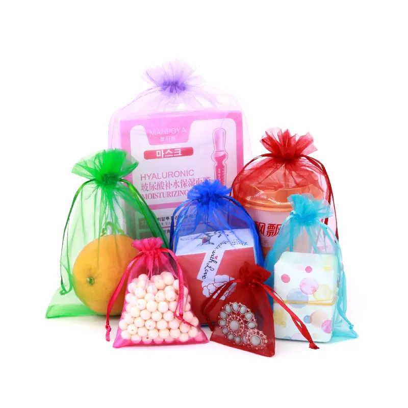 Fashion Mesh Organza Bags For Packaging Custom Cheap Multicolour Organza Wedding Gift Bags Printing Iogo Jewelry Packaging Bag