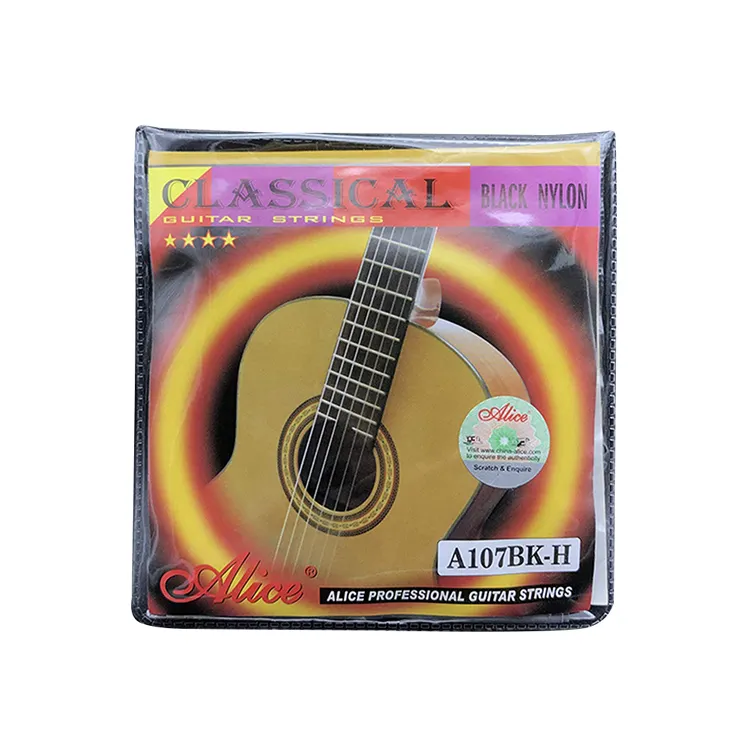 AC107BK-H alice-cuerda clásica de nailon para guitarra clásica, color negro, venta al por mayor