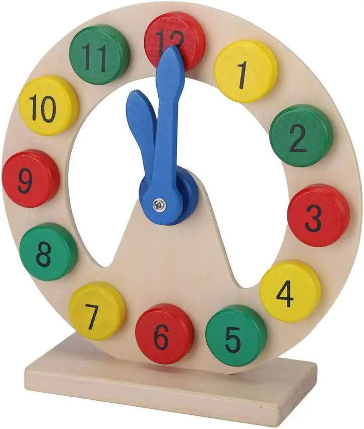 Giocattolo dell'orologio di apprendimento per bambini, giocattoli educativi in legno che raccontano l'orologio per l'insegnamento del tempo per bambini dai 3 ai 6 anni