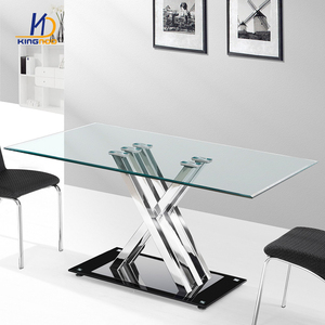 现代厨房办公室餐厅可扩展方形柜台高度玻璃餐桌套装 - Product Image 3