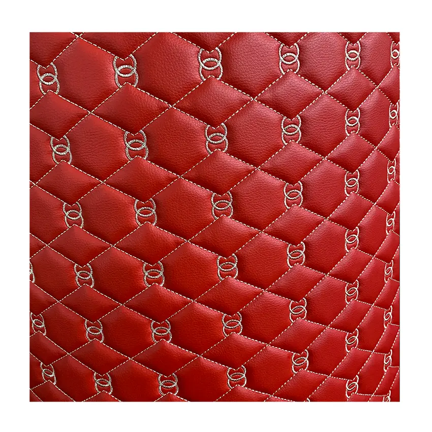 Nouveau Design Broderie Matelassé PVC Cuir Artificiel Pour Housse De Siège De Voiture Auto PVC Cuir Synthétique