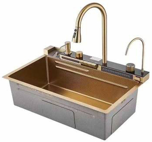 Modern popüler büyük tek Slot İşlevli lavabo Anti-Scratch LED fincan yıkayıcı ile dijital ekran şelale mutfak lavabo - Product Image 3