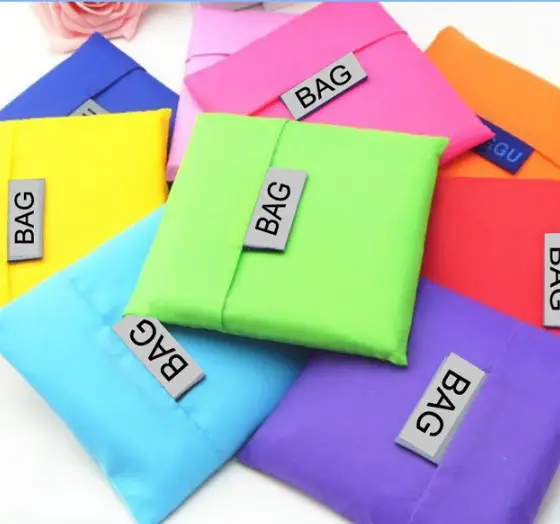 Custom Printed Reusable Handbag Wholesale Polyester Shopping Nylon Shoulder Foldable Tote Bag Women with Logo