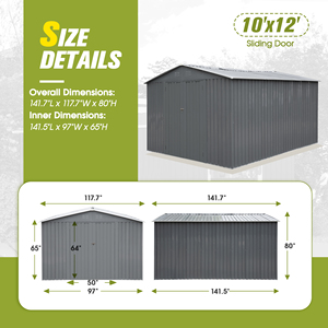 โรงเก็บเครื่องมือโลหะทนทาน10'x12' โรงเก็บของในสวน - Product Image 2