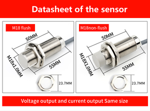Industrial Equipment <strong>0</strong>-10V M18 Flush Mount <strong>Analog</strong> Voltage <strong>Output</strong> Normally Open Inductive Proximity Switch <strong>Sensors</strong> - Product Image 2