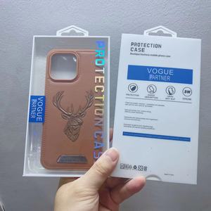 25051 Business <strong>Style</strong> Deer Patterned Embossed Leather Phone case Fall protection Compatible with <strong>Apple</strong> Models of PC - Product Image 3
