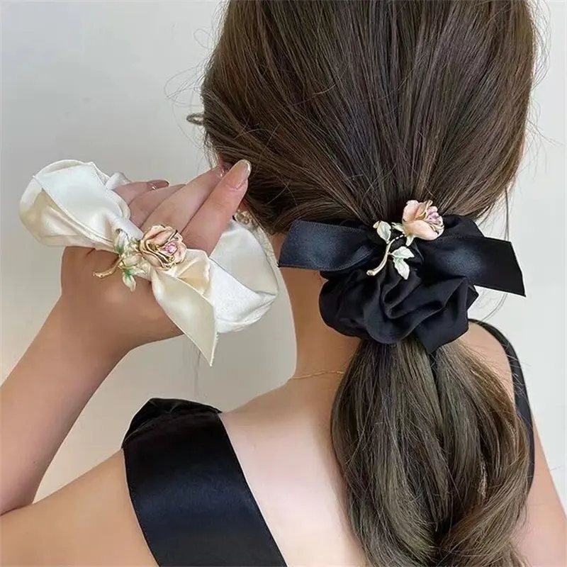 Accessori per capelli stile francese per ragazze in lega rosa corda per trecce da donna primavera estate fiori per capelli