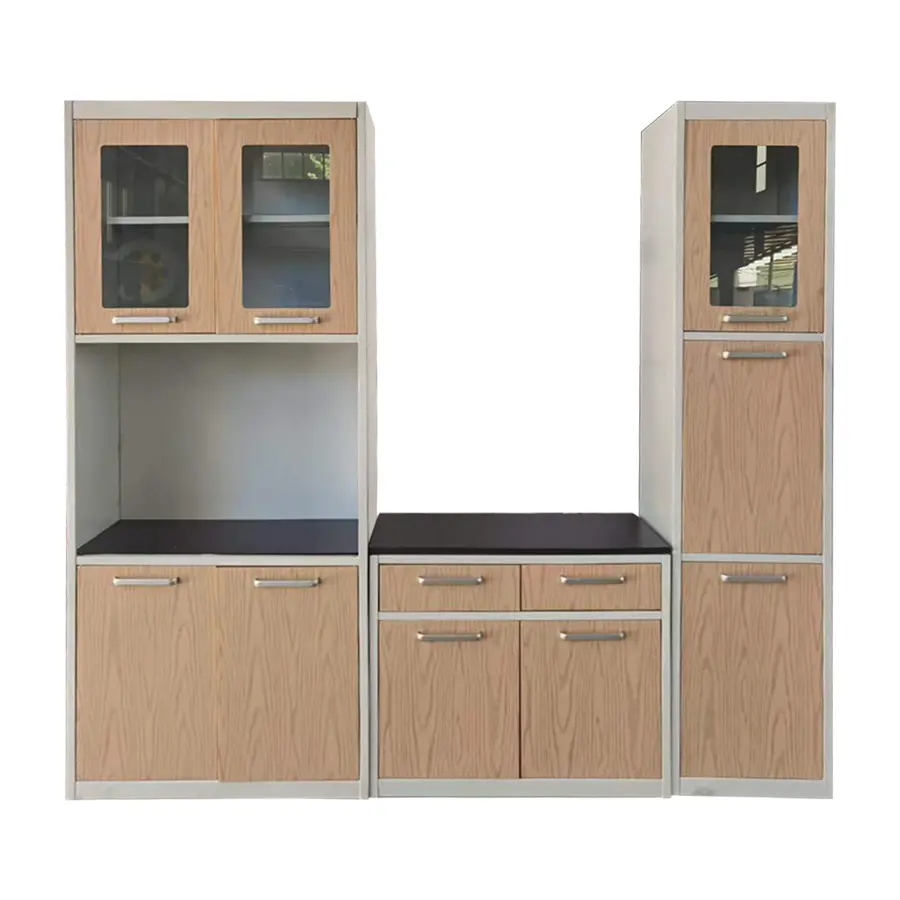 Wholesale flat pack cheap metal kitchen cabinets with storage drawers 3 pieces steel kitchen cupboards south africa low price