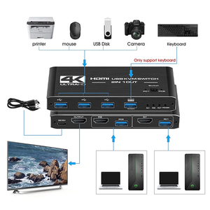 HDMI <strong>KVM</strong> <strong>Switch</strong> 2x1 Splitter USB 3.0 <strong>KVM</strong> Switcher USB <strong>2</strong> in <strong>1</strong> Out 4K 60Hz for Computer Monitor Keyboard EDID PC HDCP <strong>2</strong>.<strong>2</strong>