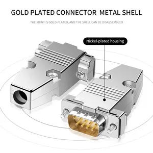 Metal DB9 seri fiş konnektörü altın kaplama 2 satır 9 Pin RS232 konnektörler erkek kadın DB 9 COM PLC seri adaptör kabuk ile - Product Image 3