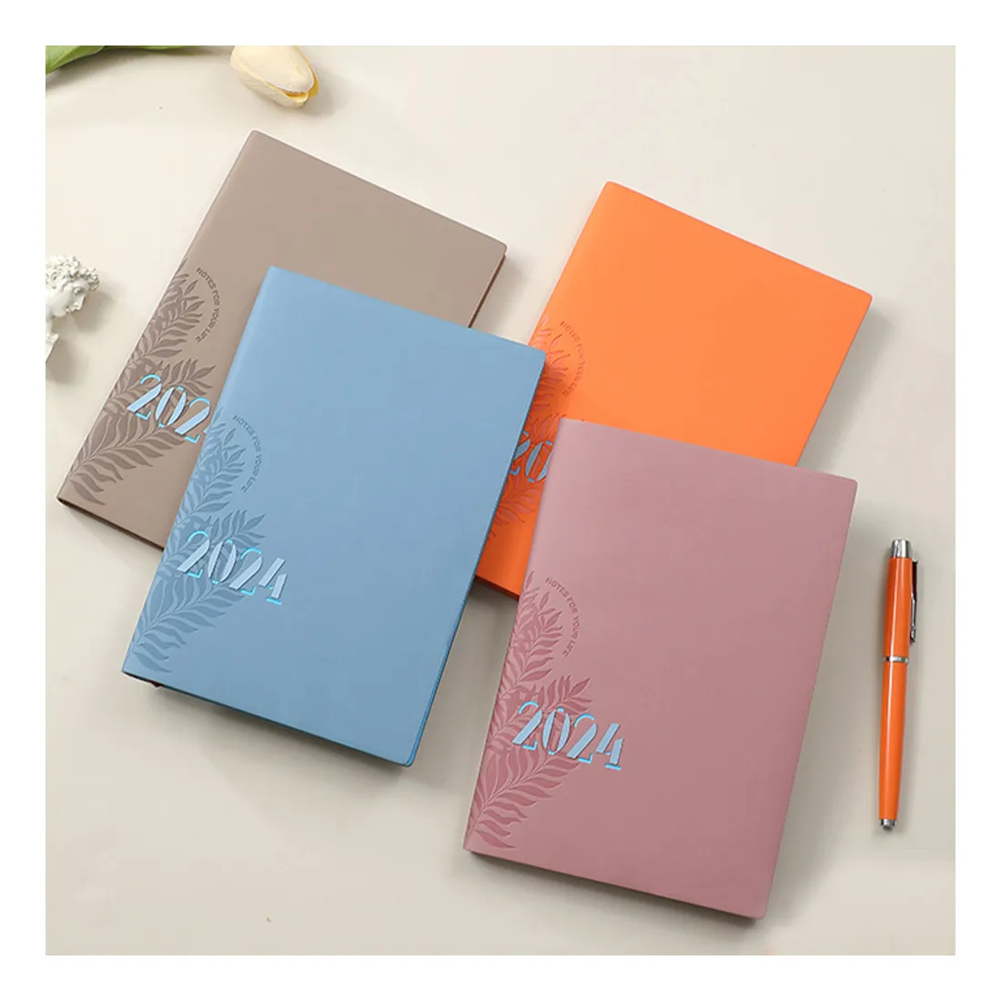 Daily Planner Notebook 2024-2025 to Do List Notepad Calendar Work Notepad Wedding Leather Soft Cover Notebook Leather A5