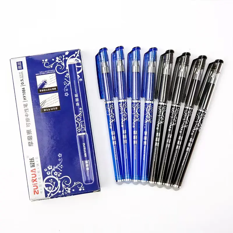 Hot erasable pen  student 0.5mm crystal blue black pen  erasable neutral pen  stationery supplies