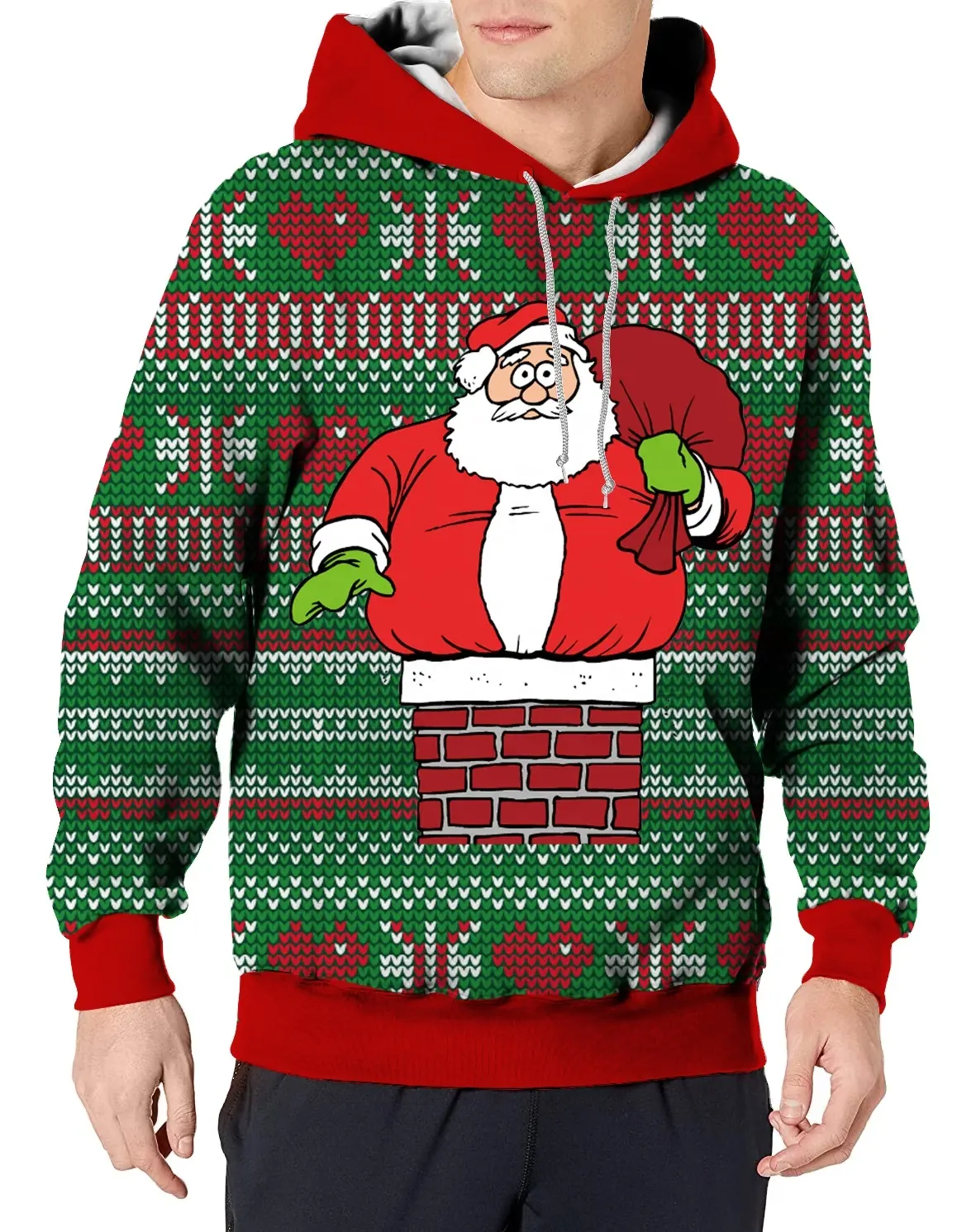 Homem Engraçado 3D Impresso Hoodie para Casal Feio Camisola De Natal Gráfico Manga Longa Xmas Namorado Pullover Adulto