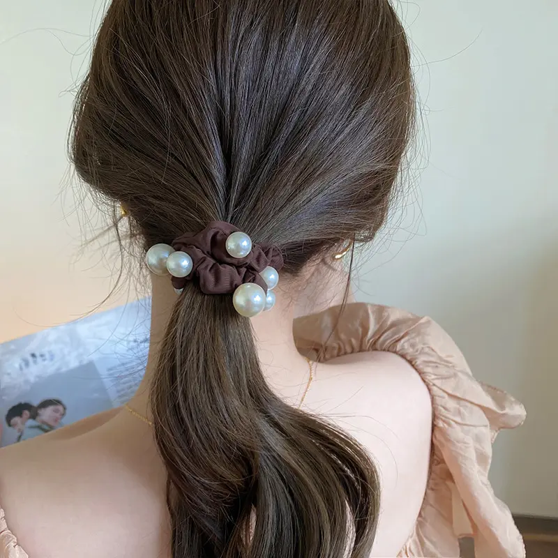 Commercio all'ingrosso corea del sud semplice moda capelli Scrunchies accessorio corde elastiche per capelli elastico fascette per capelli perla per ragazza