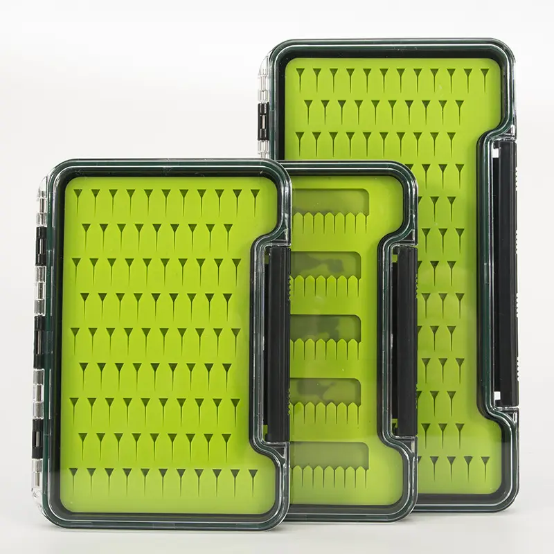 Offre Spéciale vert ABS boîte de pêche mouche gabarit attirail stockage crochet leurre mouches appât étanche boîte de pêche à la mouche