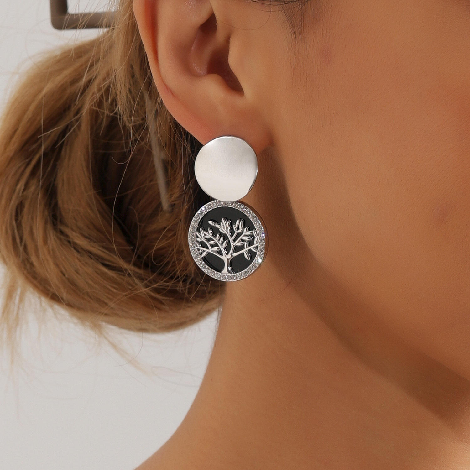 ZW2179 Steel Color Earrings