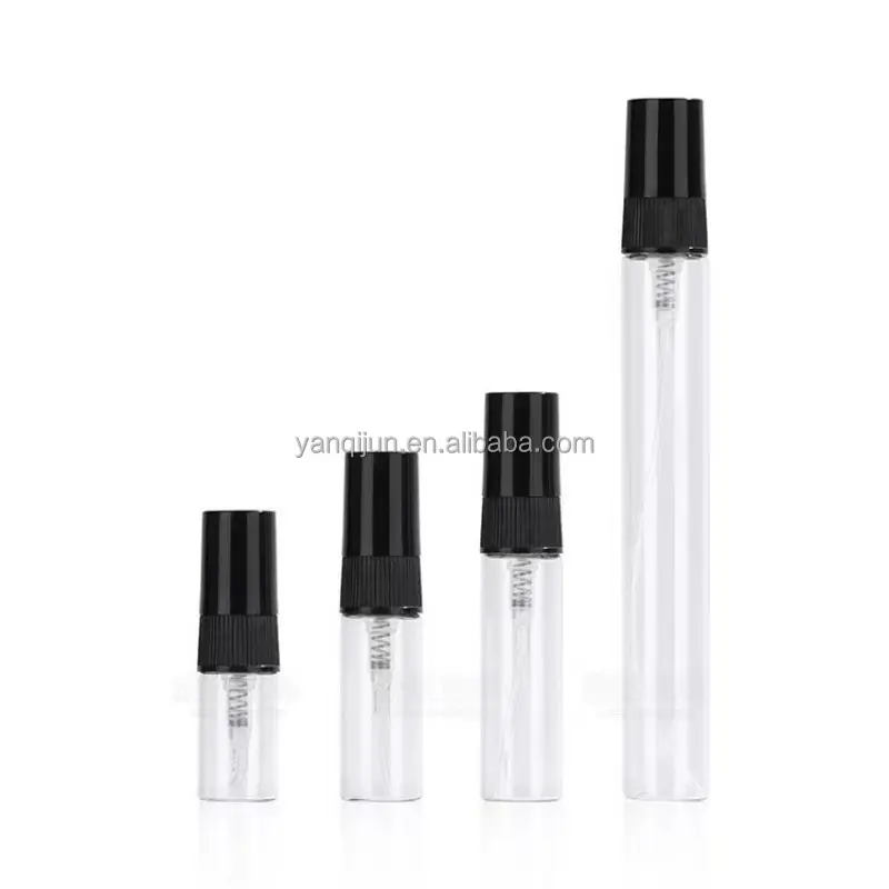 Empty Fragrance Sample Trial Vials Tube Small Mini Perfume Tester 1ml 2ml 3ml Glass Bottle With Plastic Plug