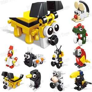 319 10 in 1 karikatür küçük parçacık ekleme meclisi penguen köpek karga horoz inek hayvan modeli oyuncak çocuklar için yapı taşları setleri - Product Image 1