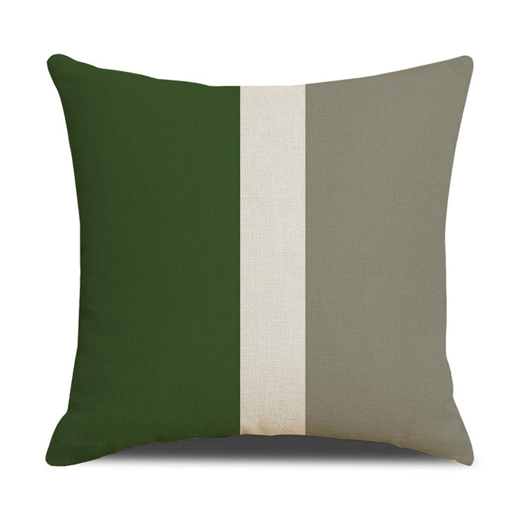 Luxury Style Green Linen Sofa Pillowcase Dark Green Geometric Pattern Pillowcase Bedside Decoration Cushion Cover