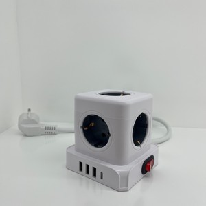 德国标准16A 5合1 Schuko扩展插座适配器4路多插座欧盟USB电源条，带2个USB + 1 C型充电器 - Product Image 1