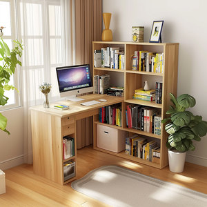 Escritorio de ordenador con estante, mesa de estudio integrada para dormitorio, escritorio de estudiante, combinación de escritorio de oficina junto a la cama