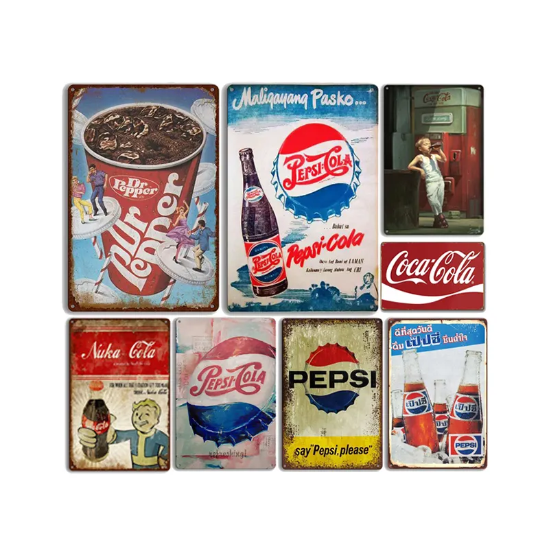 Grosir Vintage Cola Iklan Logam Poster Retro Hiasan Dinding Dekoratif Logam Plak Dinding Stiker Tanda Timah