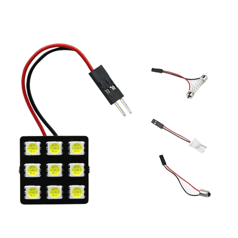 12v -24v blanco brillante azul hielo 5050 9 SMD t10 adorno ba9s panel led lámpara coche led las luces del techo interior