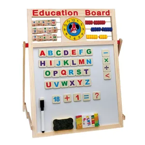 Matematik ve alfabe öğrenme için iki taraflı yaratıcı çok fonksiyonlu manyetik çizim kurulu ahşap ayakta şövale