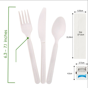 可生物降解餐具100% 可堆肥塑料餐具套装3合<span class=keywords><strong>1</strong></span>一次性叉刀勺子工厂餐具套装