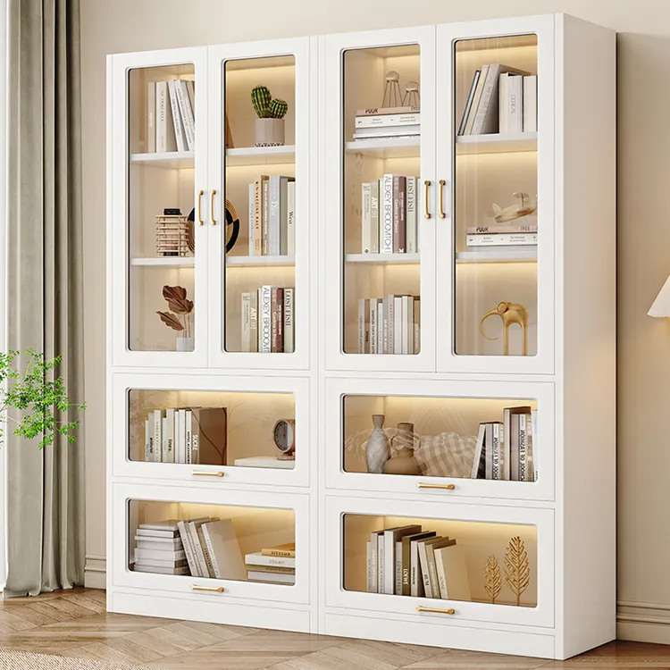 Libreria con serratura per schedari assemblare scaffale per libri in legno economico con porta