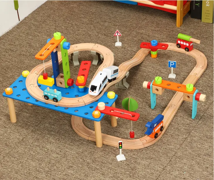 Multiple Color Educational Thomas Railway Electric Wooden Race Track Toy for Kid Track Racing