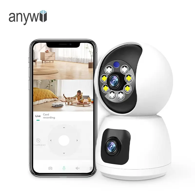 Anywii OEM P100A 홈 보안 감시 IP 카메라 가정용 야간 투시경 무선 듀얼 렌즈 wifi 스마트 카메라 베이비 모니터