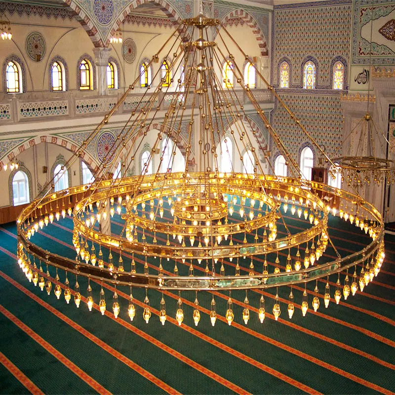 Lampadario della moschea di design su misura lampadario islamico con illuminazione in cristallo di rame