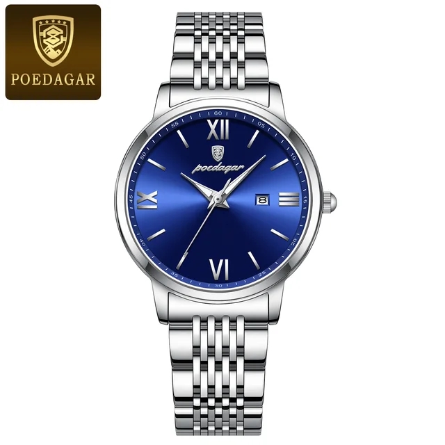 6 blue dial silver strap
