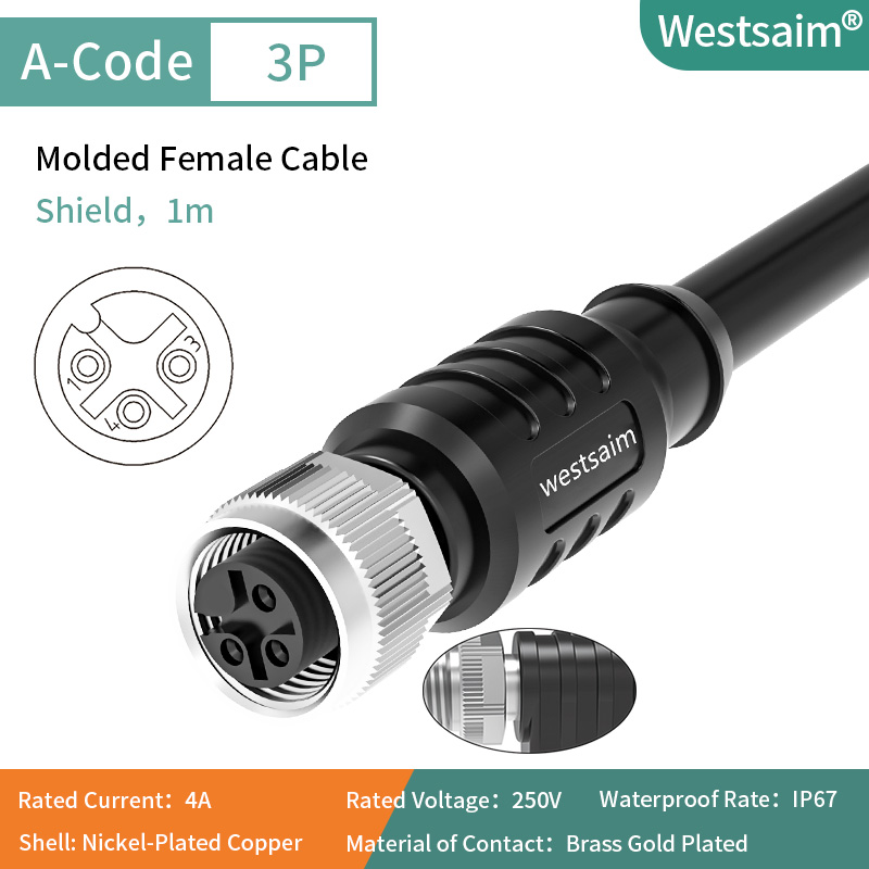 M12-A-3 female straight