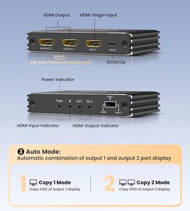 Divisor HDMI 2,1 8K @ 60Hz, divisor HDMI 1 en 2 salidas 4K @ 120Hz, divisor HDMI para monitores duales (solo pantalla de entrada Copy/Mirror) - Product Image 6