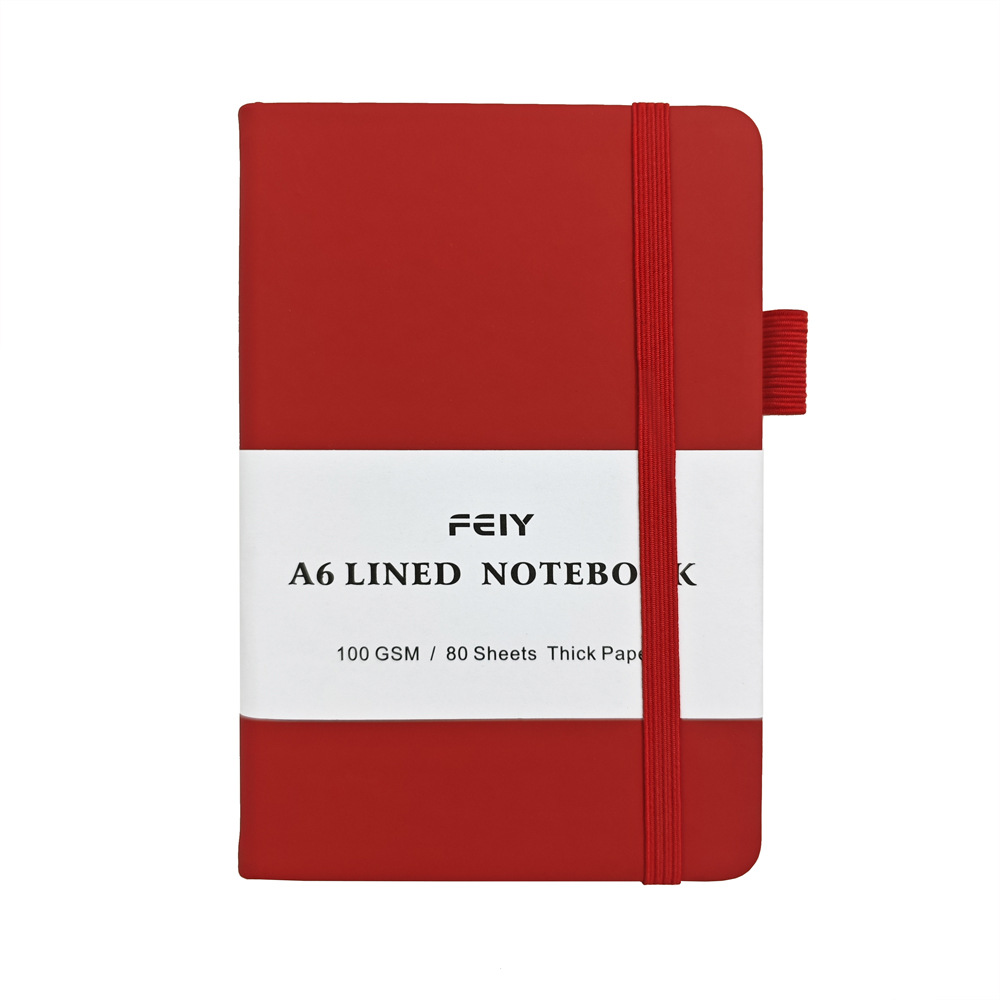 A6 Crimson 80 pages intérieures à lignes horizontales