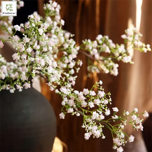 Atacado de Alta Qualidade Artificial Plastic Baby Breath Flowers Branch Branco Rosa Pequena Flor Para Casamento Home Party Decoration