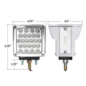 สี่เหลี่ยมหน้าคู่ LED บังโคลนไฟฐานสีเหลืองอําพัน/สีแดง 52 LED 3 แกนเมาท์รถบรรทุกรถพ่วงหยุดไฟเลี้ยวท้ายไฟสัญญาณ - Product Image 4