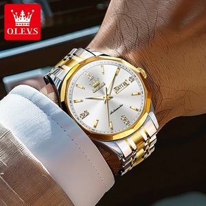 OLEVS 7056 Original Automatik uhr für Herren Dual Calendar Mechanische Handuhr Synthetischer Saphir spiegel Herren uhren