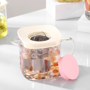 Ấm trà thủy tinh borosilicate 500ml thủ công thiết kế phổ biến, có bộ lọc trà tháo rời và giá tốt, nắp nhựa PP nhiều màu sắc - Product Image 6