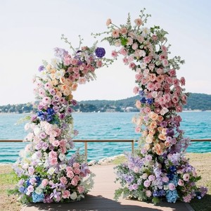 Customized <strong>Monet</strong> Style 1.8M+2.1M Colorful Horn Arche Luxury Silk Flower Arch for High-End Wedding - Product Image 5
