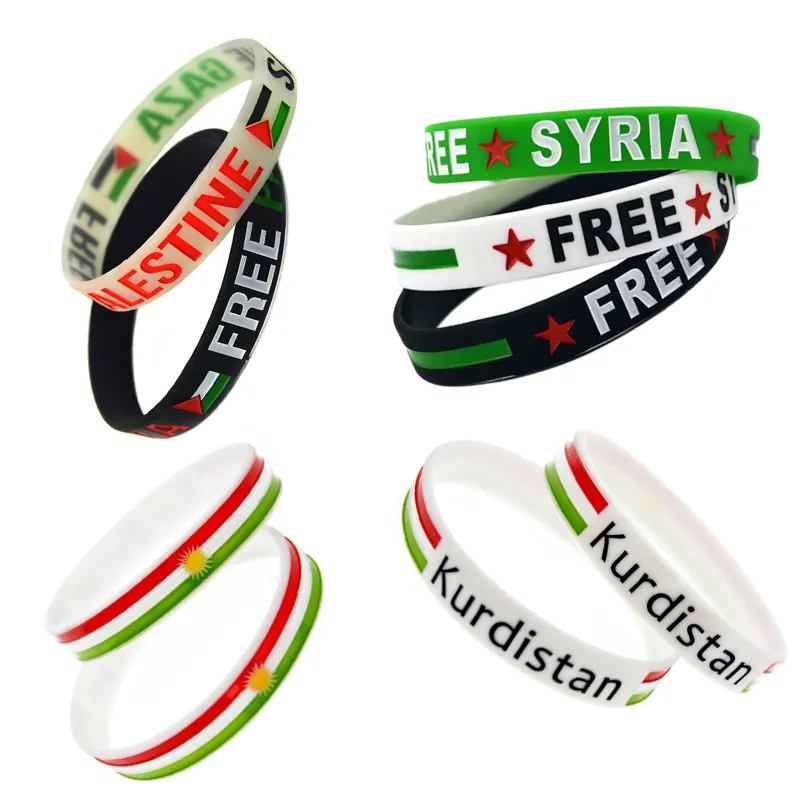 Personal isierte Gummiband Armband Muster speichern Gaza Armband Syrien Kurdistan Palästina Produkte Latex freie Silikon Armbänder