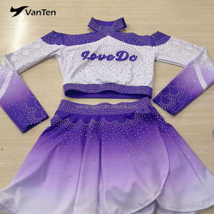 Ombre özel tasarım süblimasyon baskı örgü etekler rekabet çocuklar Cheer üniforma amigo kıyafetler giyim - Product Image 1